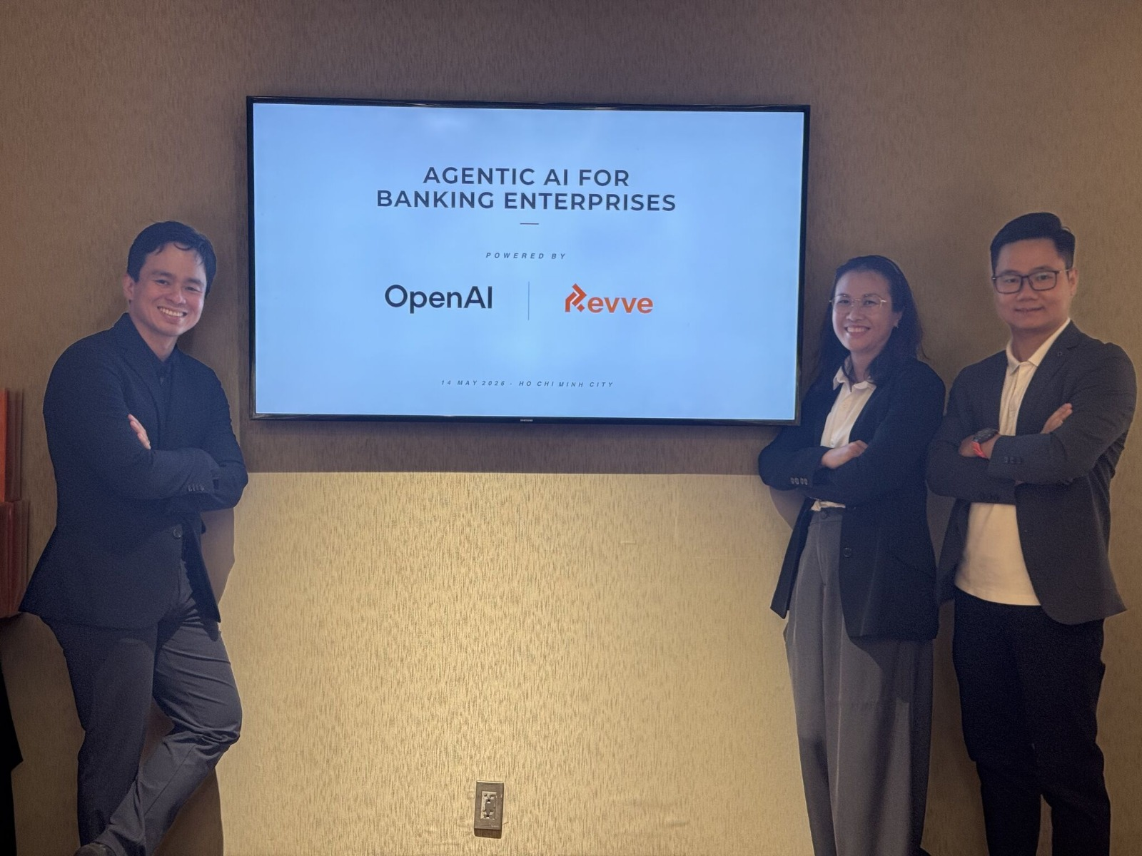 Bank and partner teams meeting on an AI-led voice and telesales customer engagement workflow.
